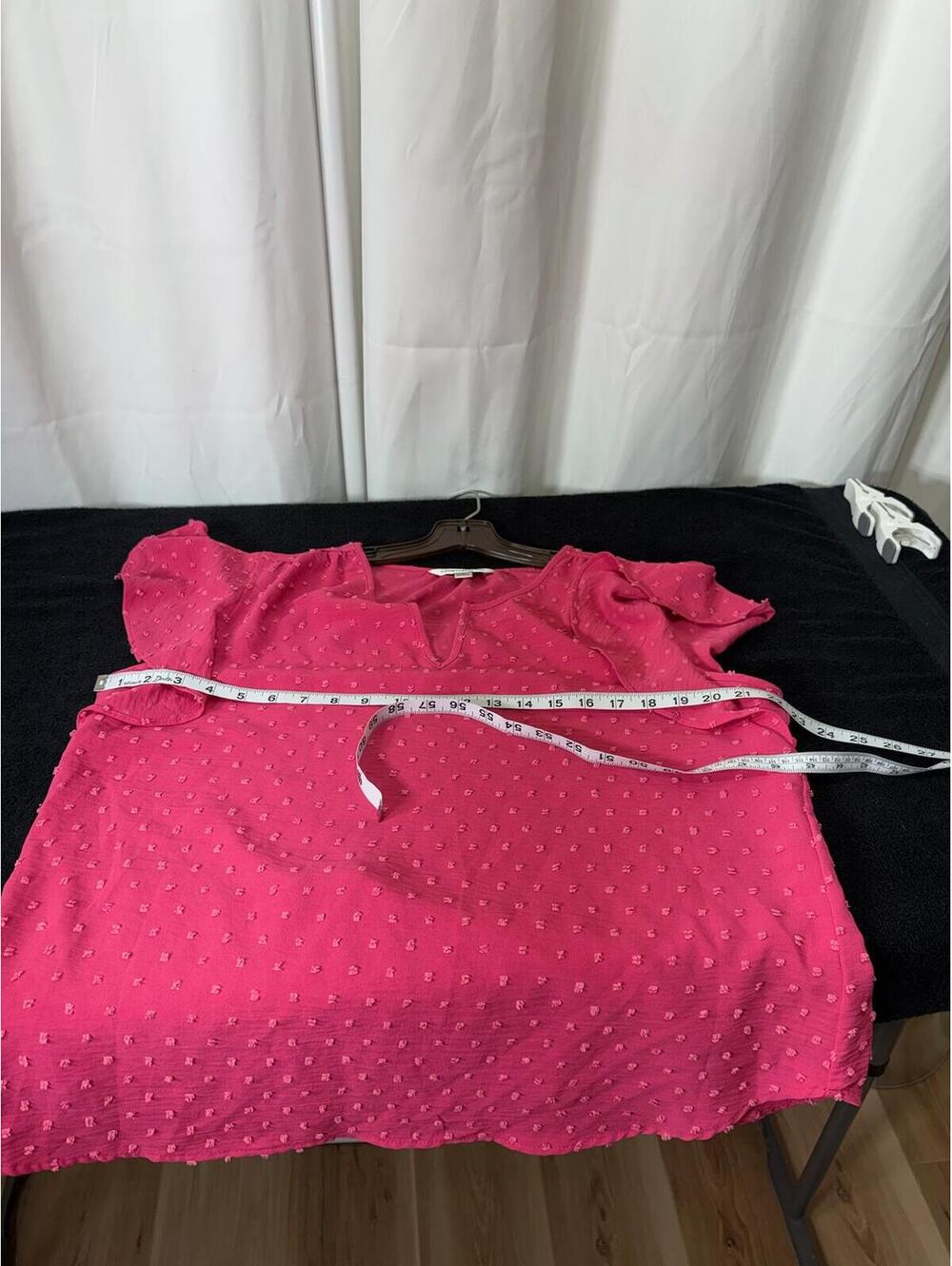 Counterparts Pink Short Sleeve Sheer Dotted Blouse Size L 2445 - Picture 4 of 10